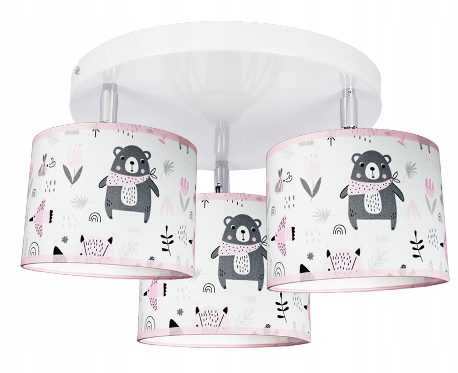 

Lampa Sufitowa Wisząca Żyrandol Teddy Pink 3 led