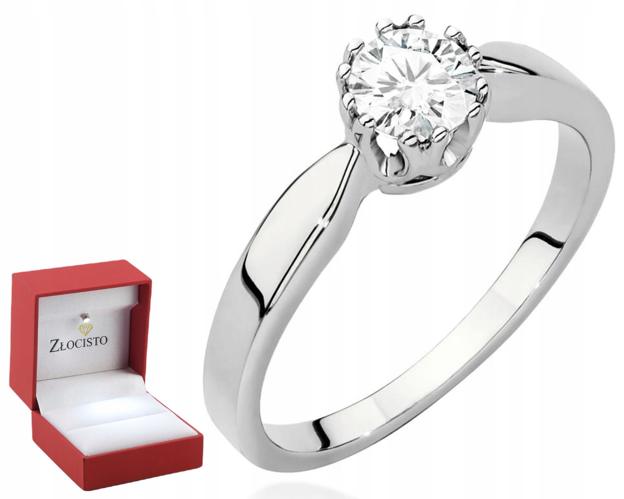 Bílý Zlatý Prstýnek S Briliantem Gravírování 585 Bonus Dárek