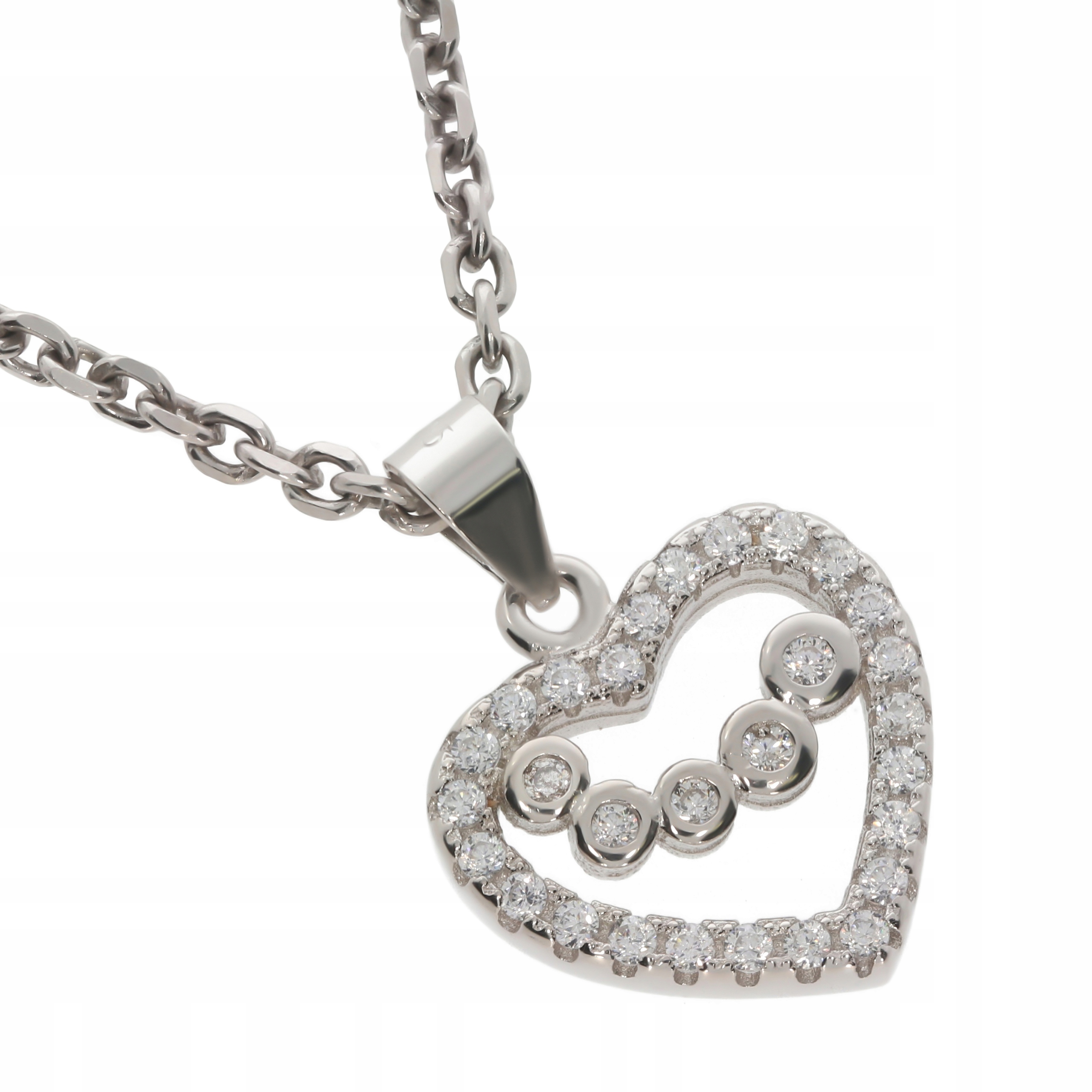 

Srebrna zawieszka serce z cyrkoniami Próby 925