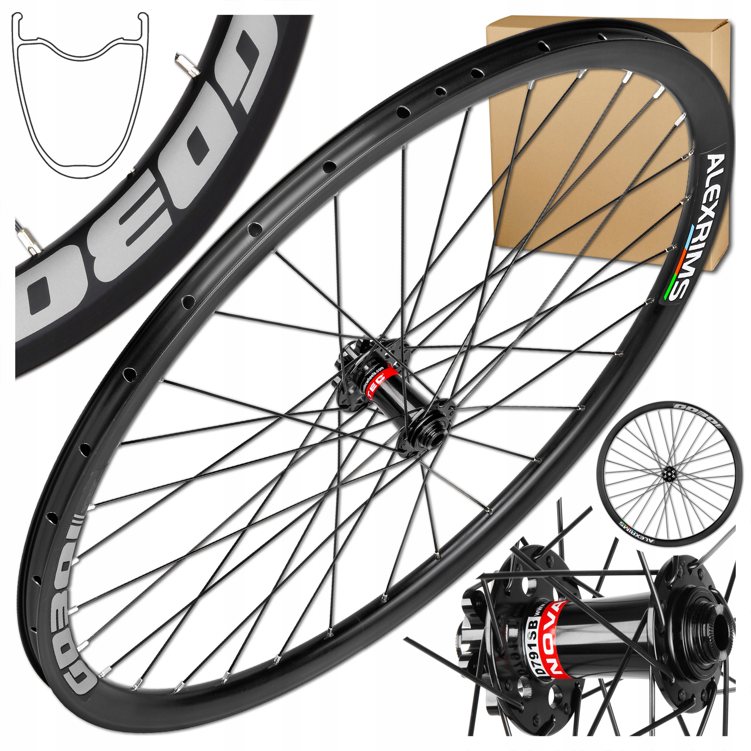 Koło Przód Alexrims GD30 28/29'' 622x21 Novatec Sztywna Oś 12x100 Gravel Tr