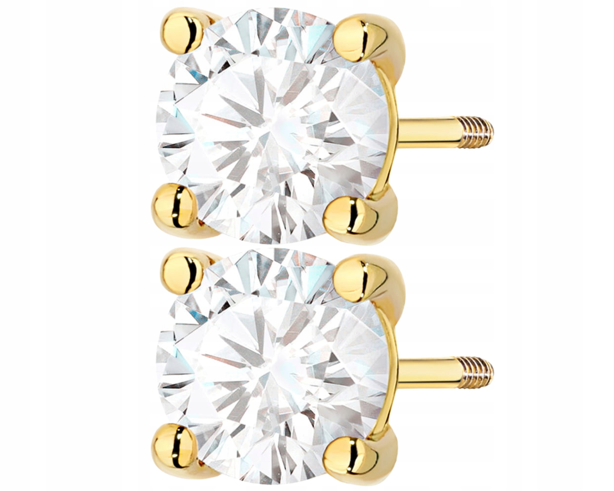 Zlaté Náušnice Laboratorní Diamanty 2,00 Ct Šroubovací Tyčinka 585
