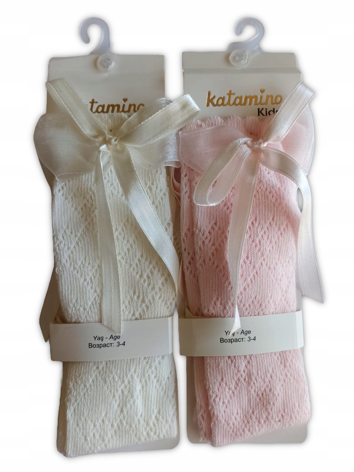 

Podkolanówki ażurowe z kokardką 2-pak 3-4 lata