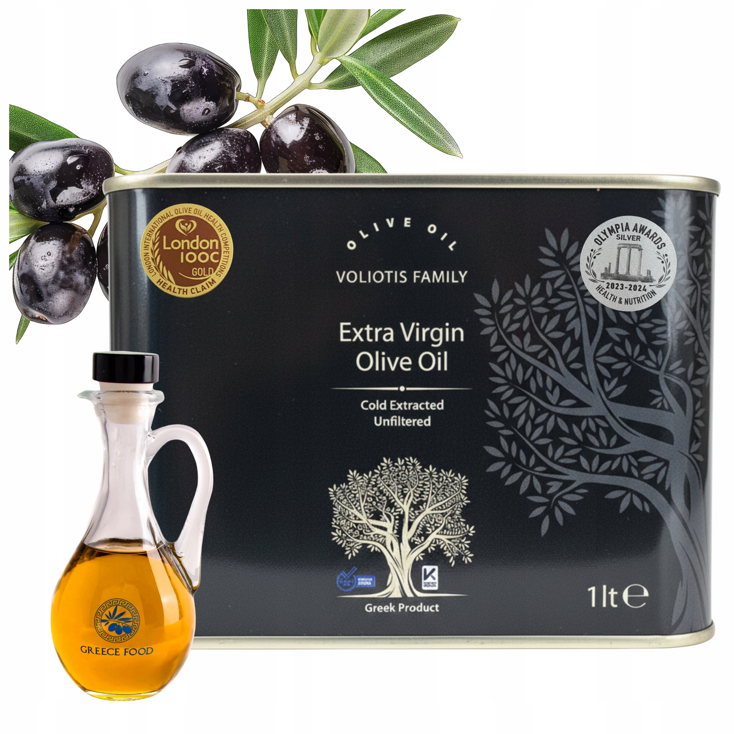 Levně Extra Panenský Olivový Olej 1L Řecký Nefiltrovaný 0,8% Láhev Bonus