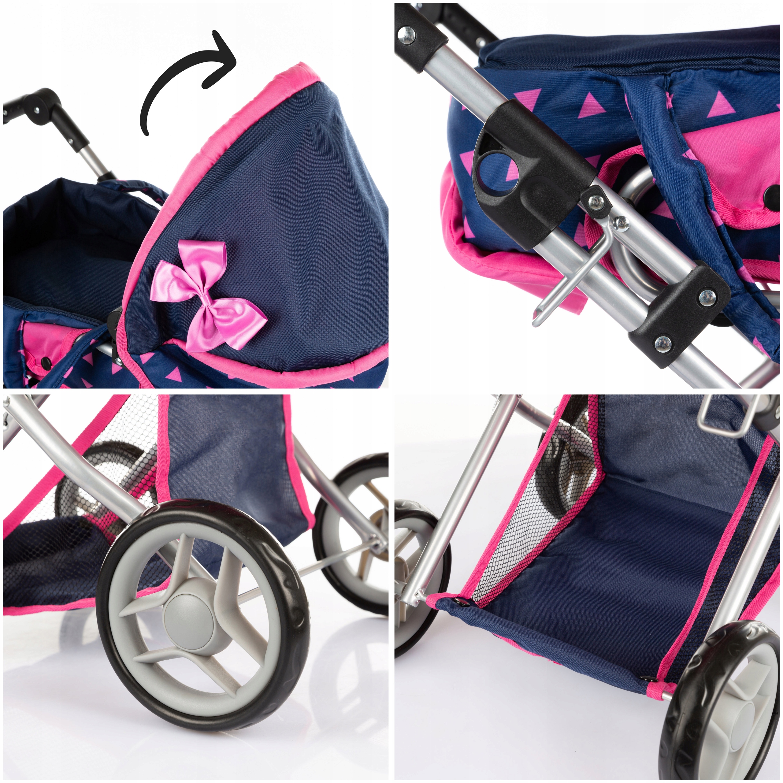 WÓZEK DLA LALEK GŁĘBOKI SPACERÓWKA GONDOLA 3w1 KINDERPLAY TORBA POŚCIEL Marka Kinderplay