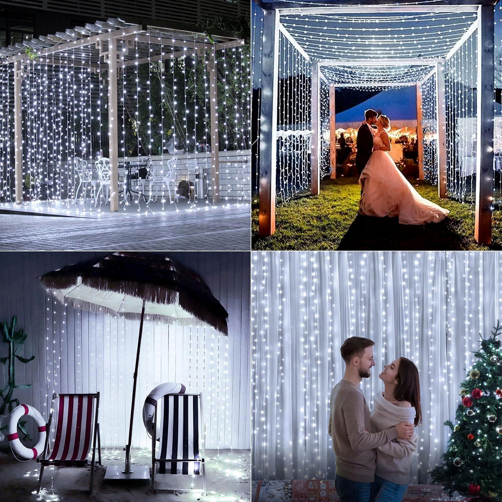 ACXILEXY Kurtyna Świetlna Solarna Girlanda Świetlna Wodoodporna 3x3M 300LED — miniatura 6