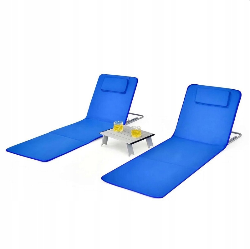 Leżak plażowy ogrodowy zestaw 2 szt + stolik