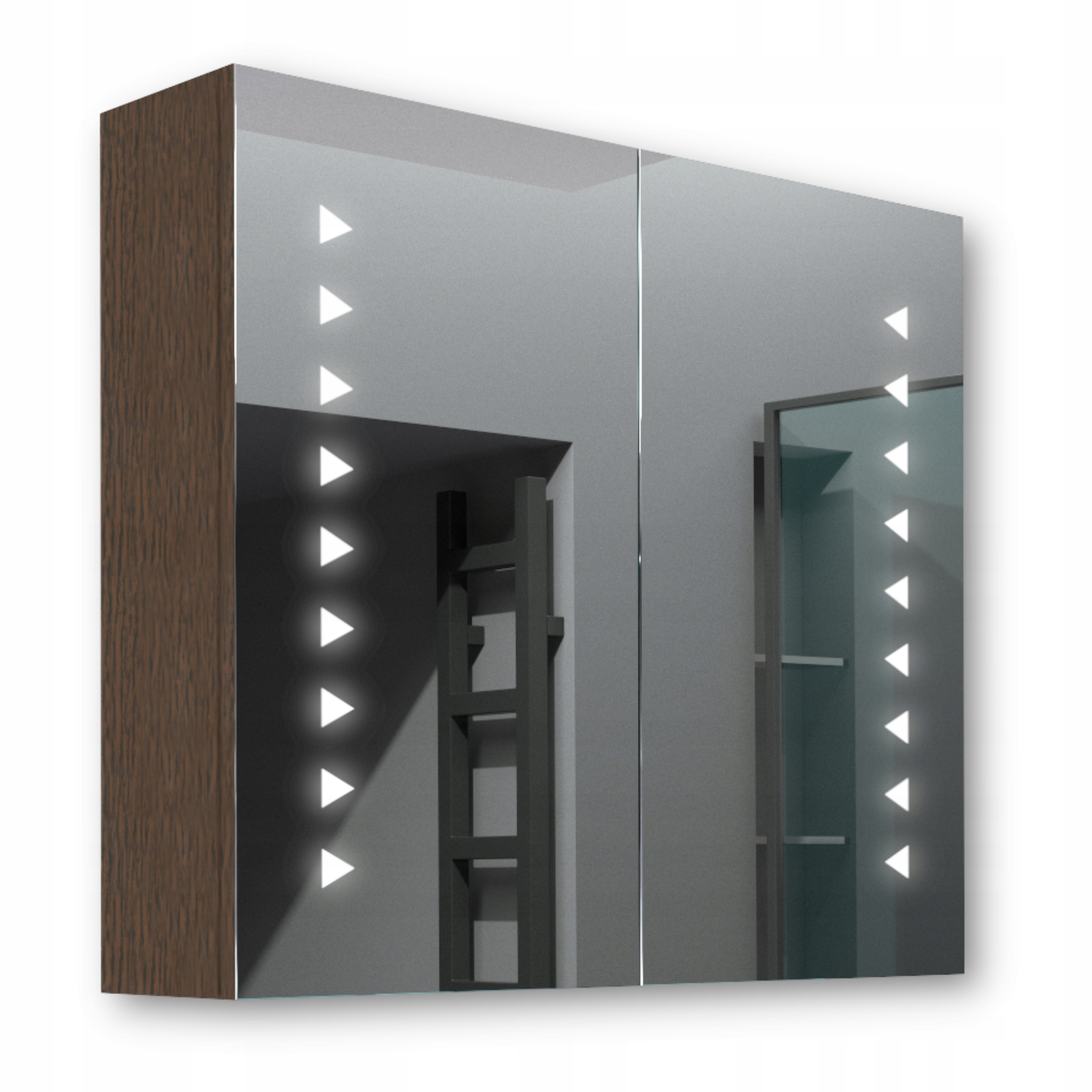 Drevená skrinka 80x70 Led zrkadlo Neptune Wenge