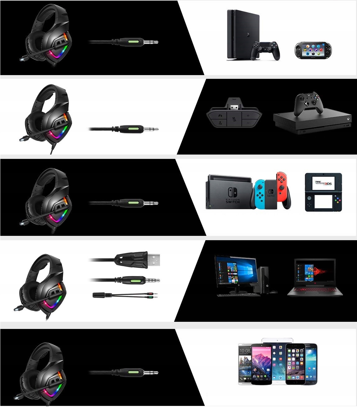 SŁUCHAWKI GAMINGOWE HEADSET GRACZA PC PS4 PS5 XBOX Marka Onikuma