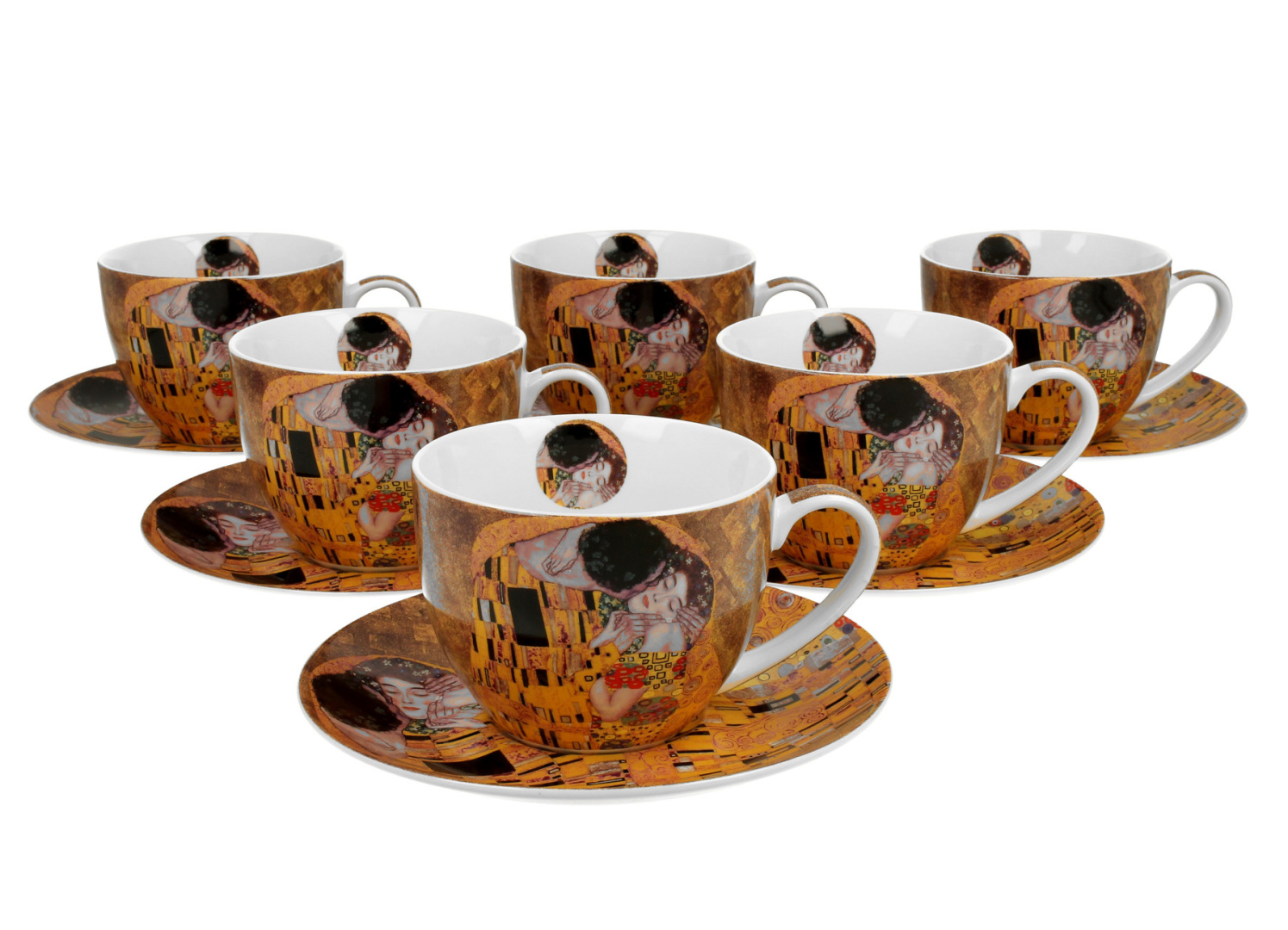 Sada 6 šálok na porcelánovú kávu Klimt Kiss
