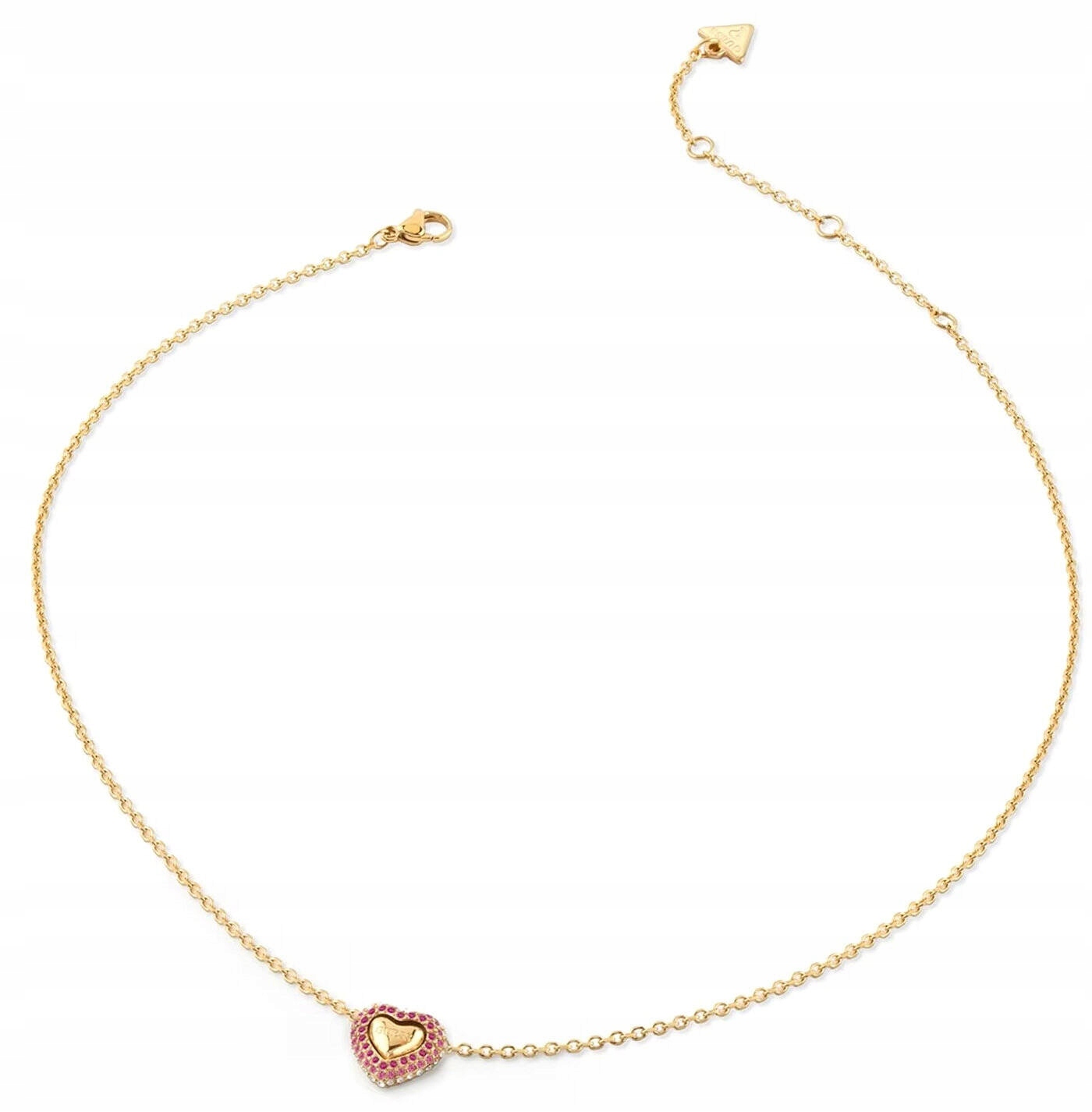 Ocelový Zlatý Náhrdelník Guess Beloved Křišťály Srdce JUBN05007JWYGPKT/U