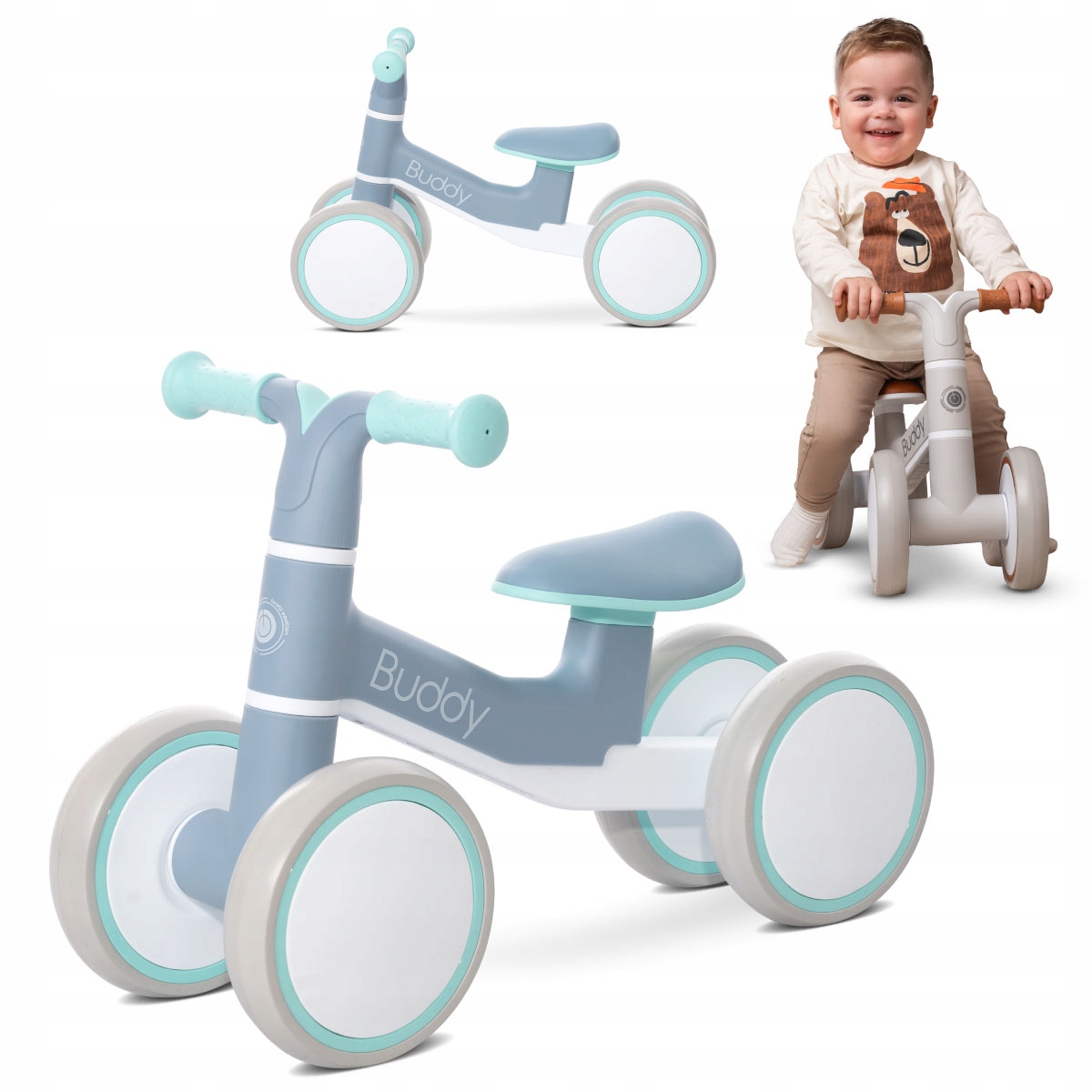 Rowerek Biegowy 2w1 Jeździk dla Dzieci 4 Koła Amortyzacja Lorelli Buddy