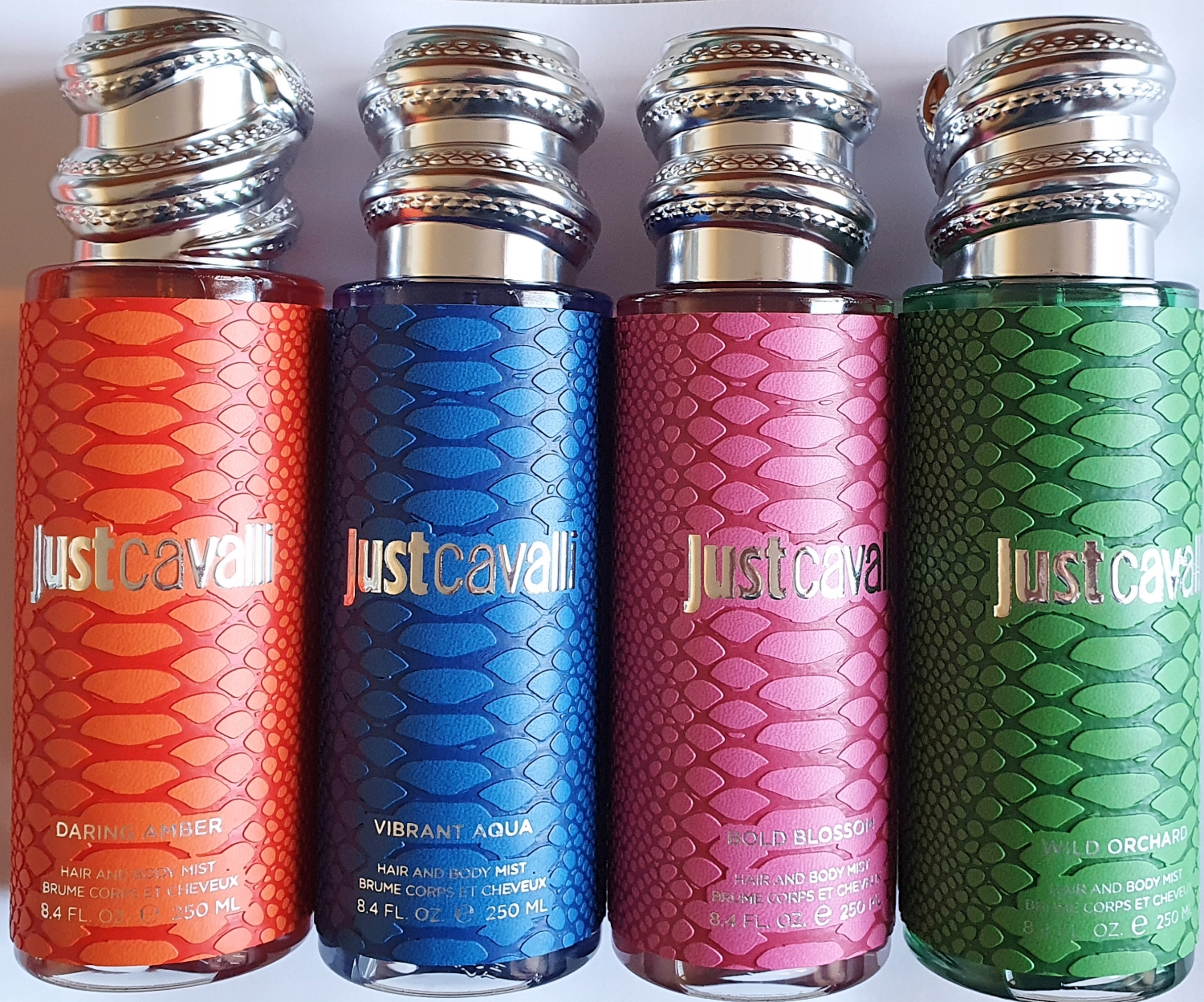 4x Roberto Cavalli Just zestaw 4 mgiełek do ciała apaszka panterka