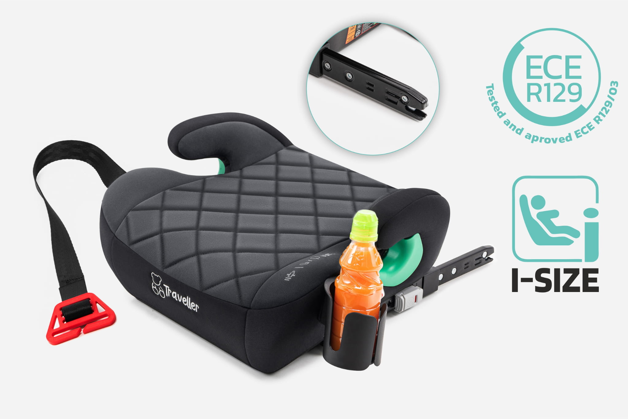 FOTELIK SAMOCHODOWY PODKŁADKA SIEDZISKO ISOFIX CZARNO-SZARY R129 125-150 CM Rozmiar 15-36 kg