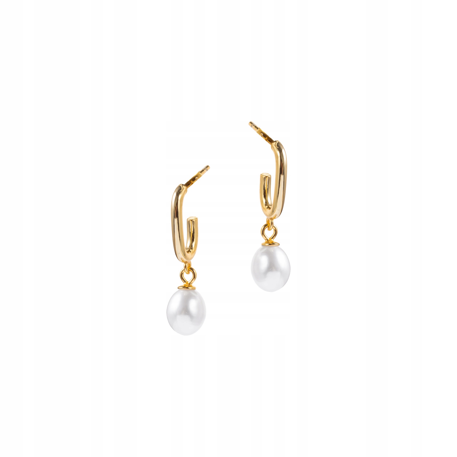 Stříbrné pozlacené Náušnice 925 Perla Závěsná