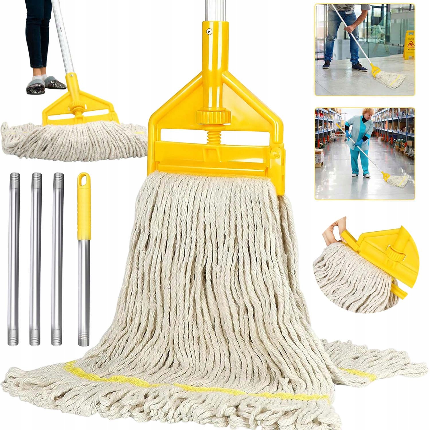 Levně Podlahový Mop S Provázkem, Robustní A Snadno Demontovatelný, Multifunkční, 147 CM