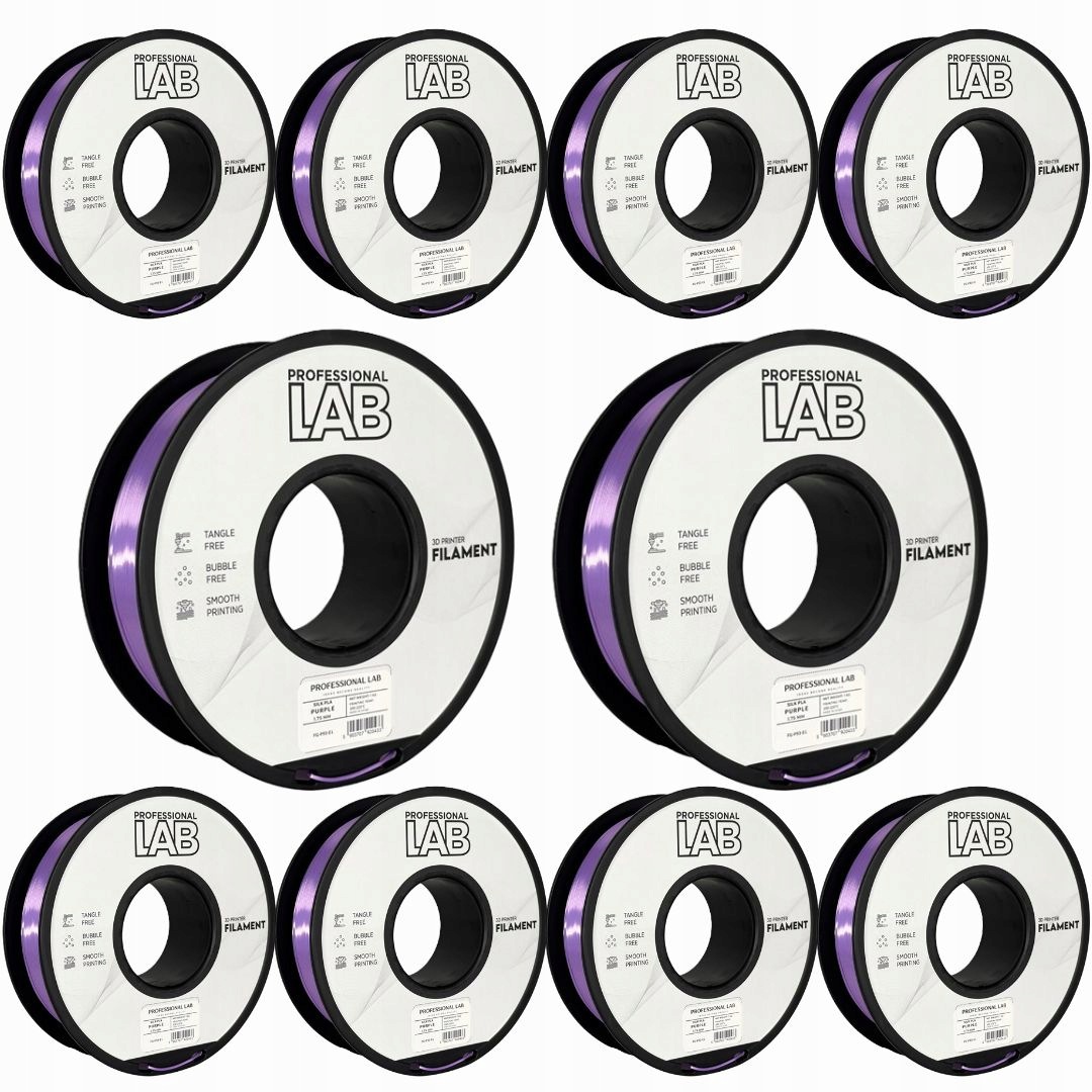 10 x Filament Pla Silk Purple Hodvábny Fialový Prof. Lab 1,75 mm 1000 g