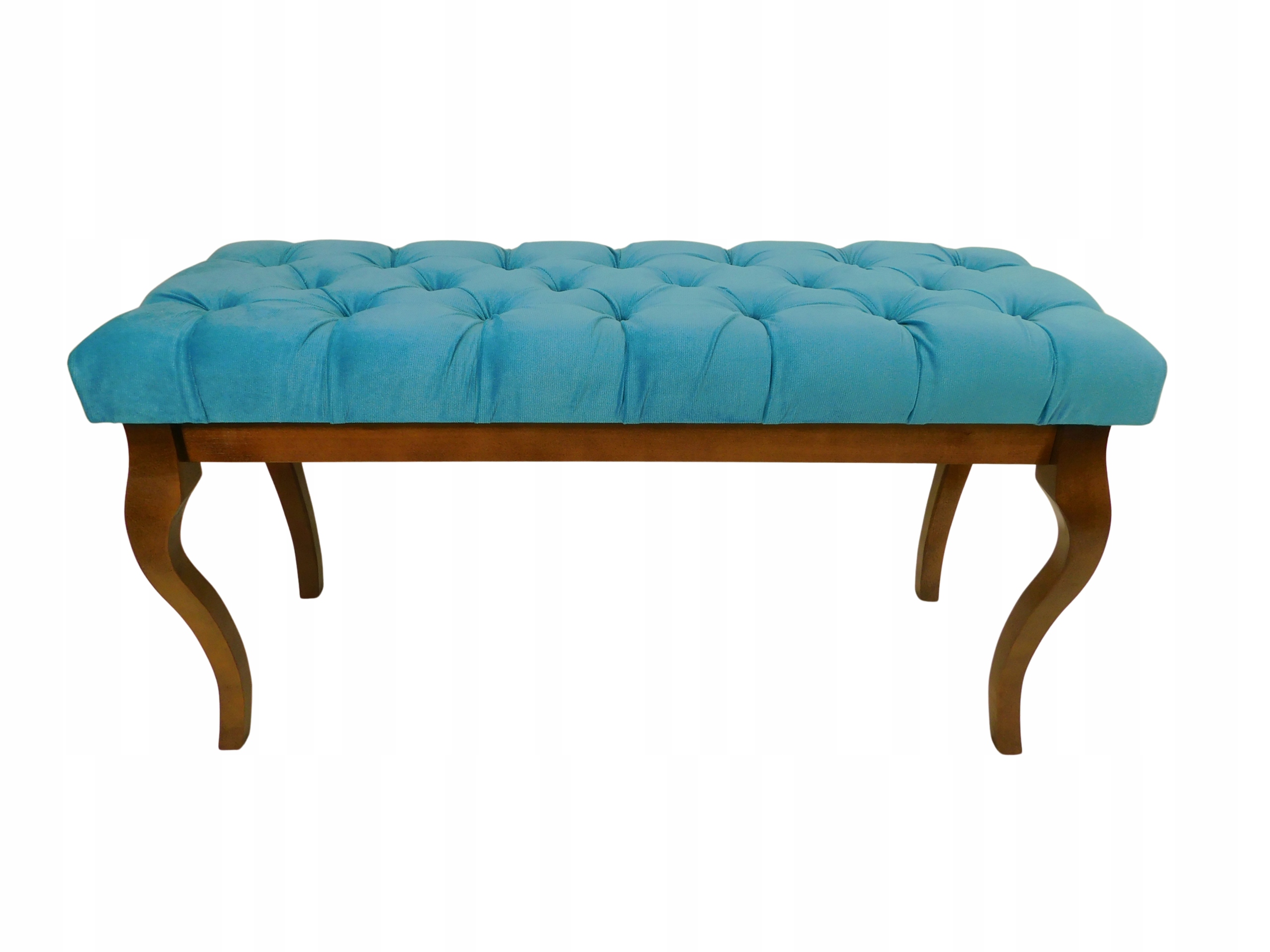 Sedák, čalouněná lavička s prošívaným mořidlem ořech tyrkysový 100x40 cm H56 cm