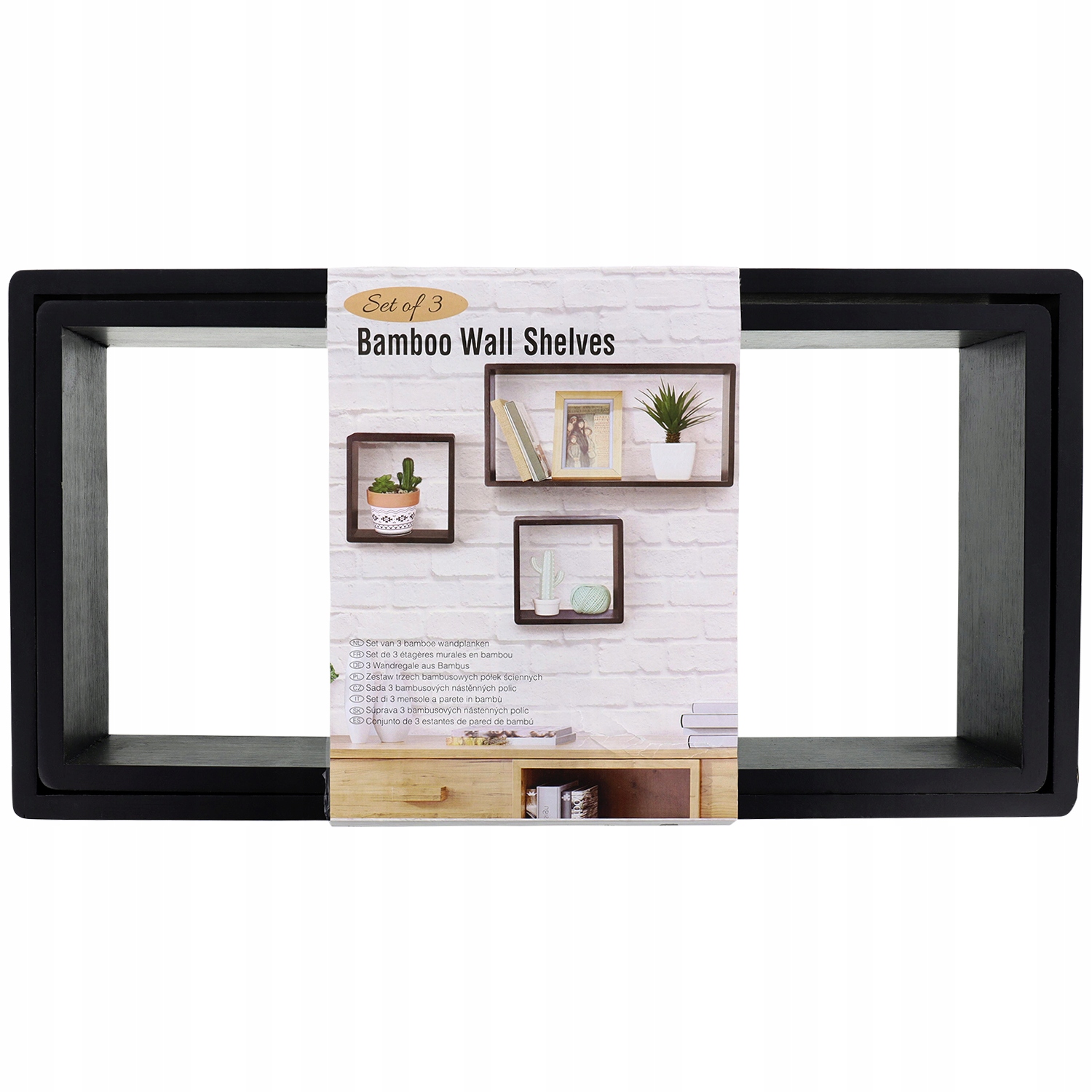 3 REGAŁ WISZĄCY PÓŁKA NA ŚCIANĘ SKRZYNKI BAMBUSOWE Kod producenta 2580547