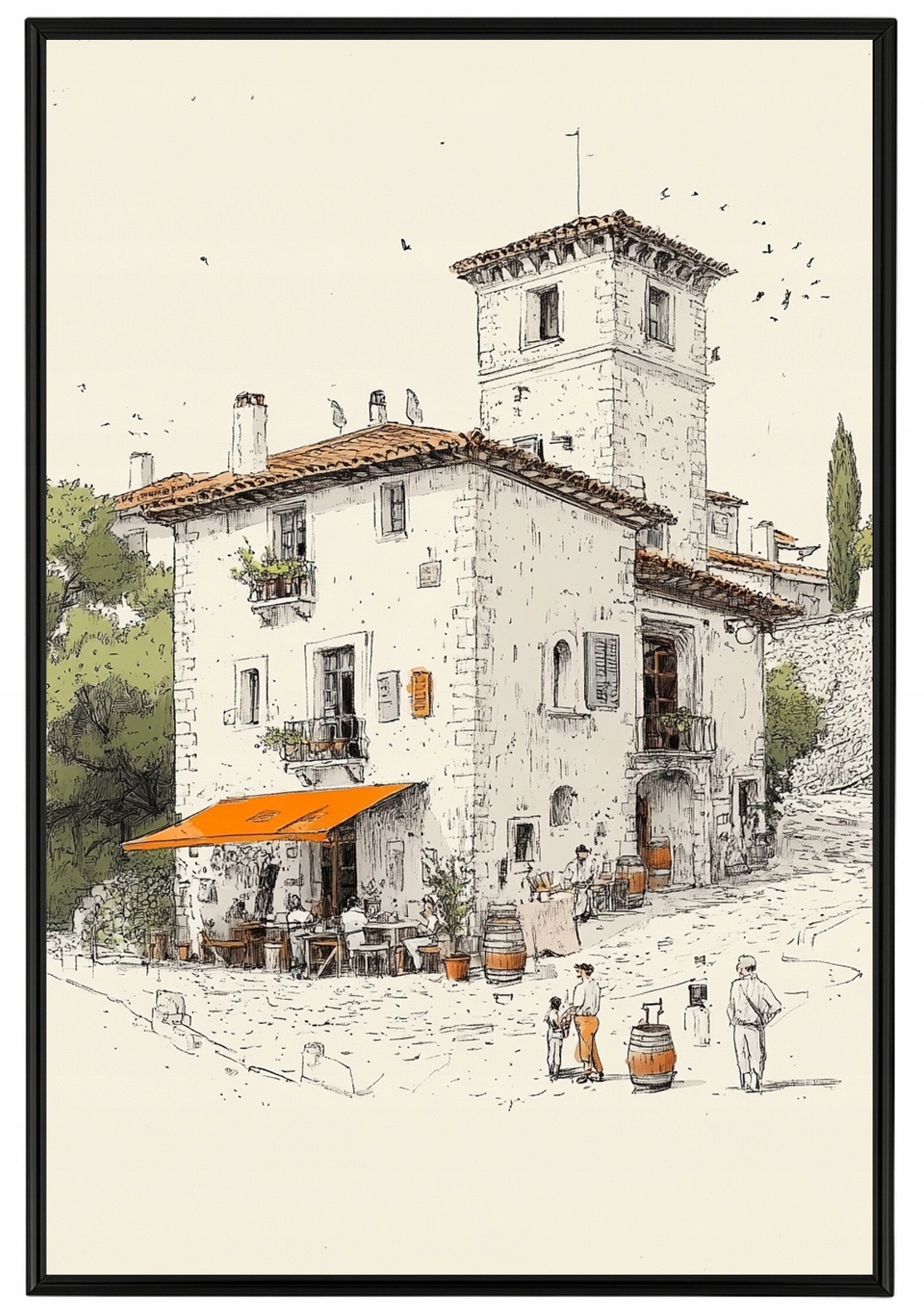 Plakát Rámeček Aluminium Krajina Itálie Toskánsko Dům Vila Vinárna 40x60