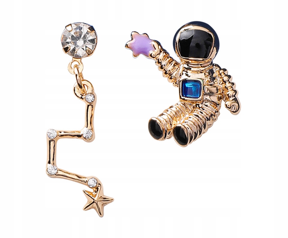 

Kolczyki Asymetryczne Złote Astronauta Nasa Kosmos
