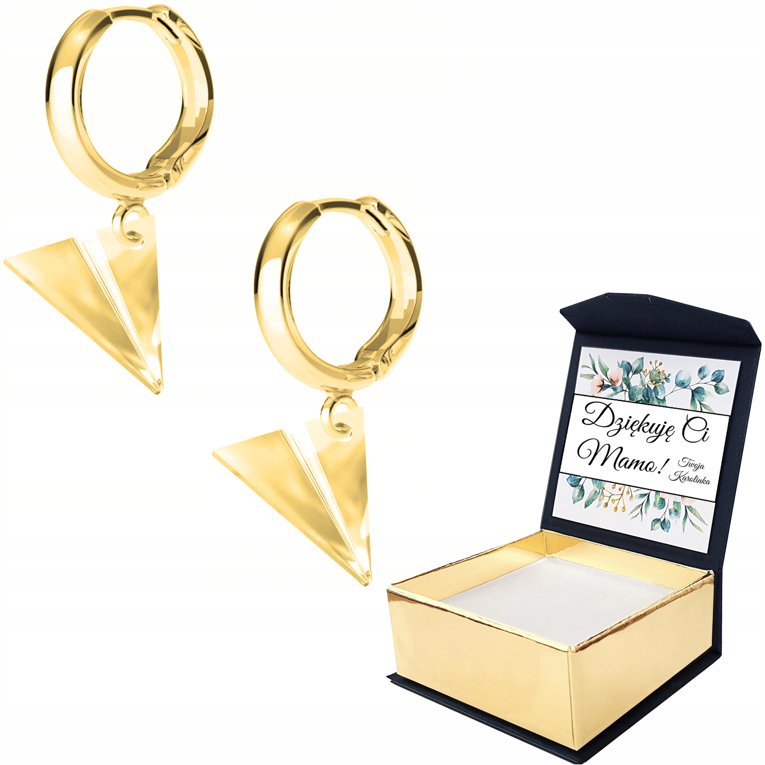 Náušnice zlaté Papírové Letadlo Vlastní Potisk