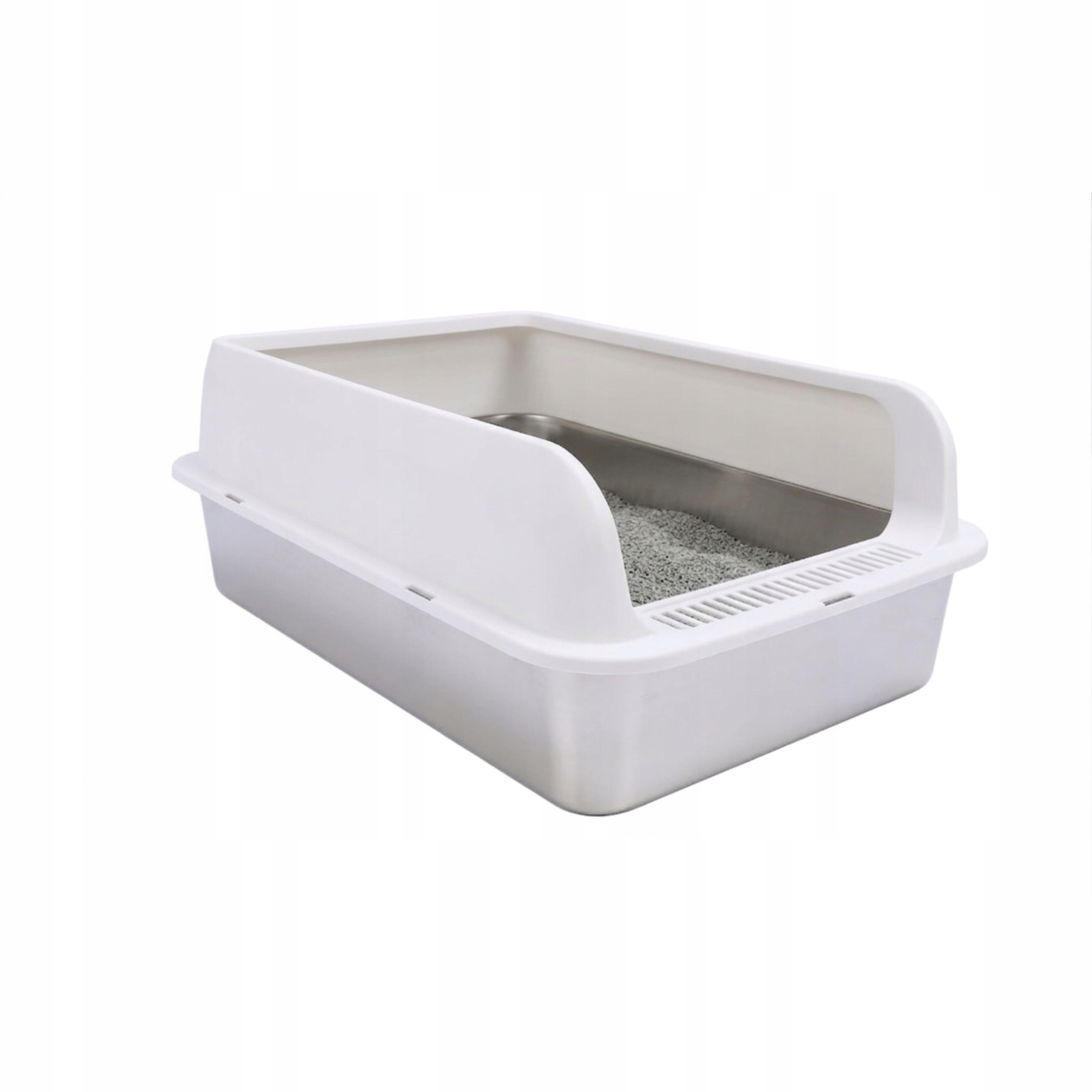 Kuweta Dla Kota Stal Nierdzewna Wysoka Duża XL Biała Łopatka