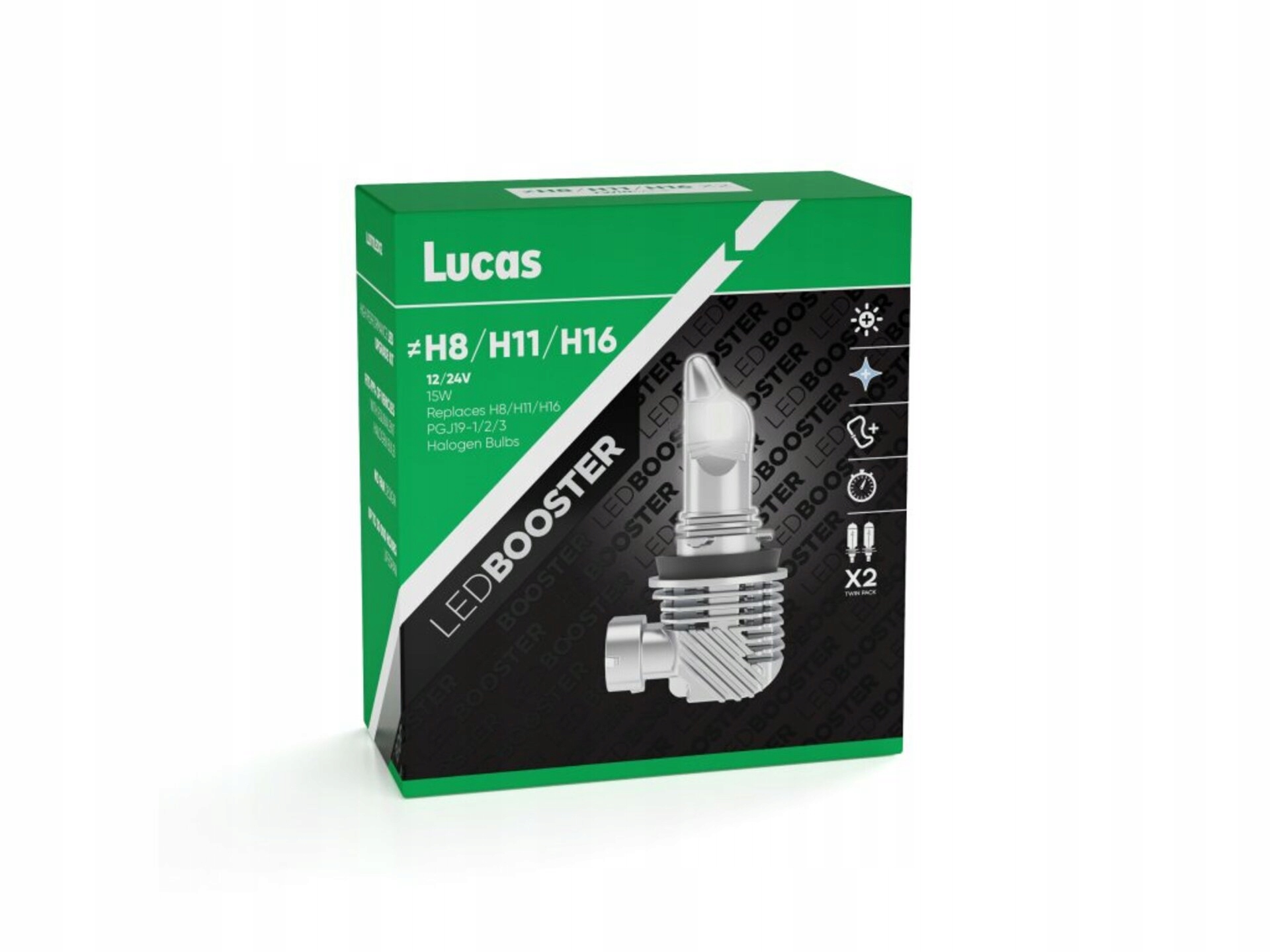 Lucas 12V H8/H11/H16 Led žiarovka PGJ19-1/2/3, súprava 2 ks 6500K