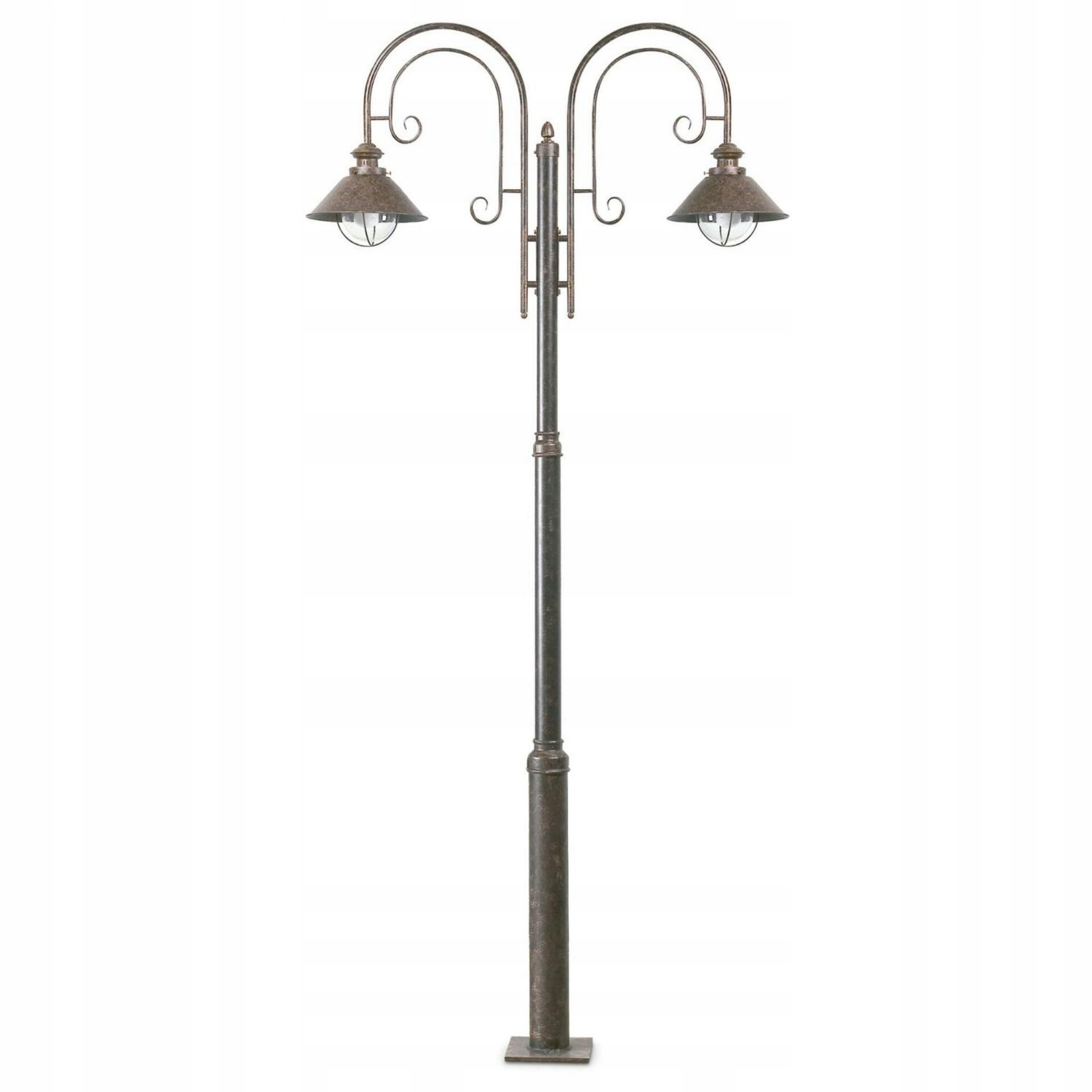 Stĺpiková lampa Faro Náutica 2xE27, hrdzavá, oceľ, výška 225 cm, IP33