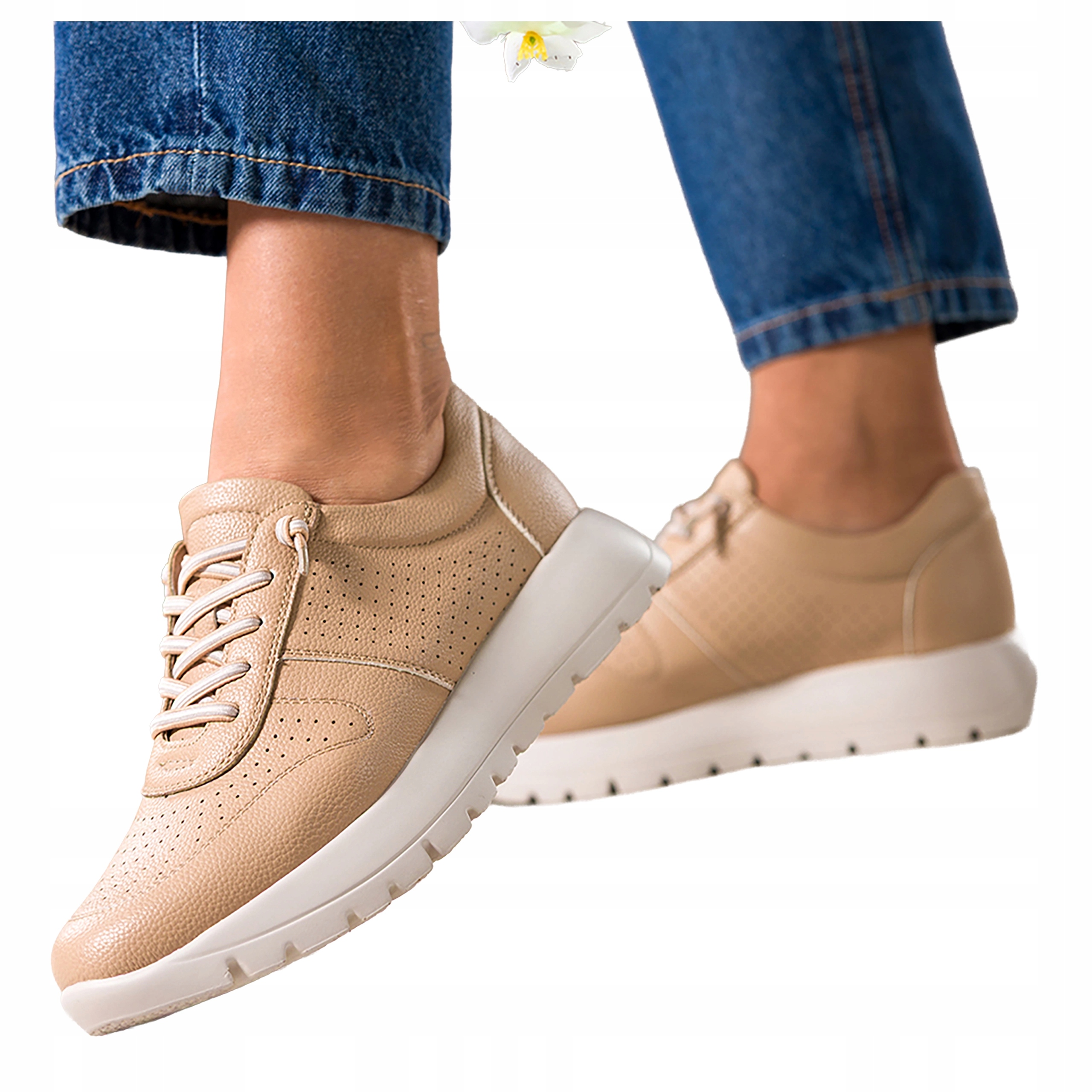 Camelové dámské tenisky na platformě, šněrovací, pohodlné, sportovní, velikost 36