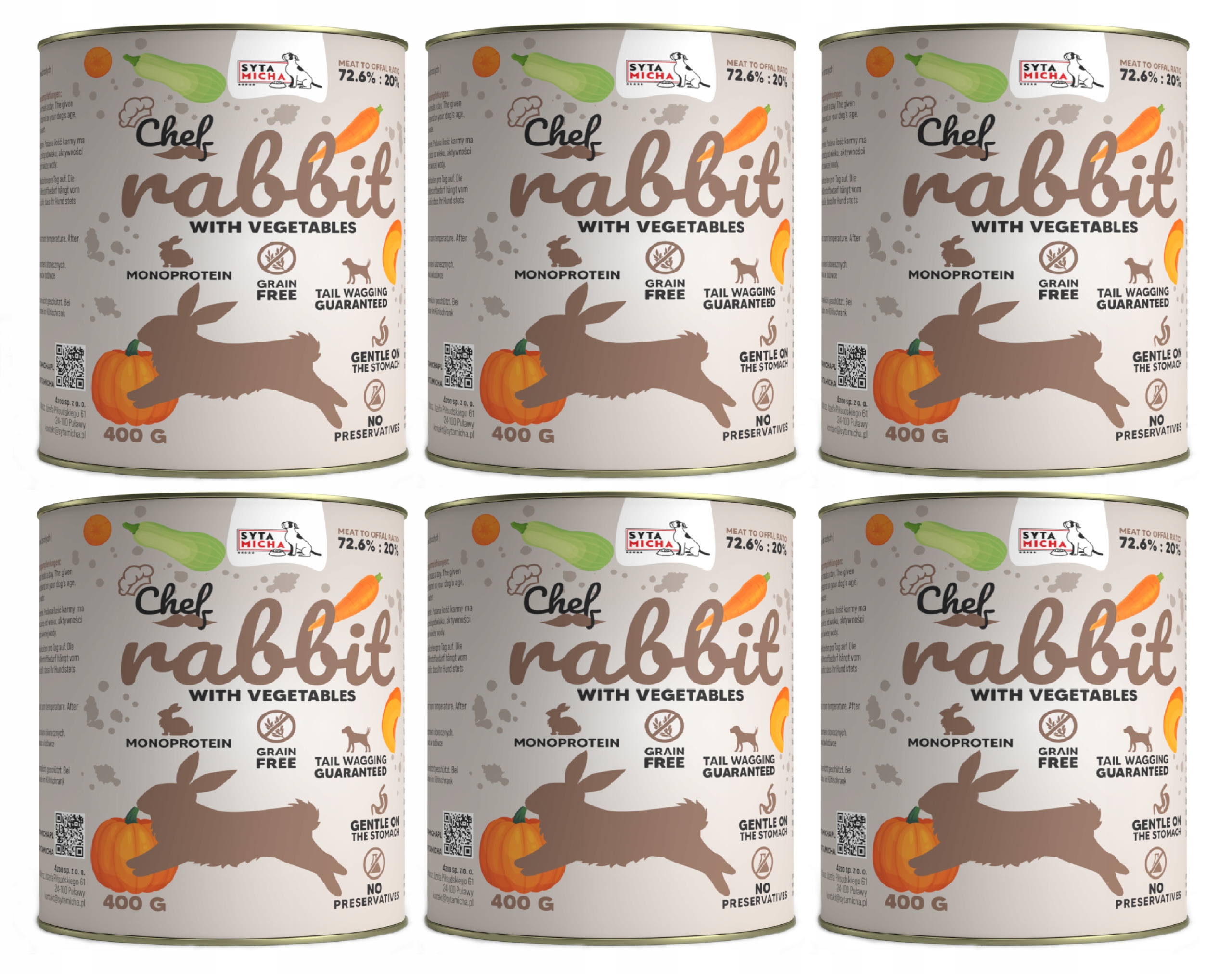 Syta Micha Karma mokra Królik z warzywami 6x400 g, 2,4 kg