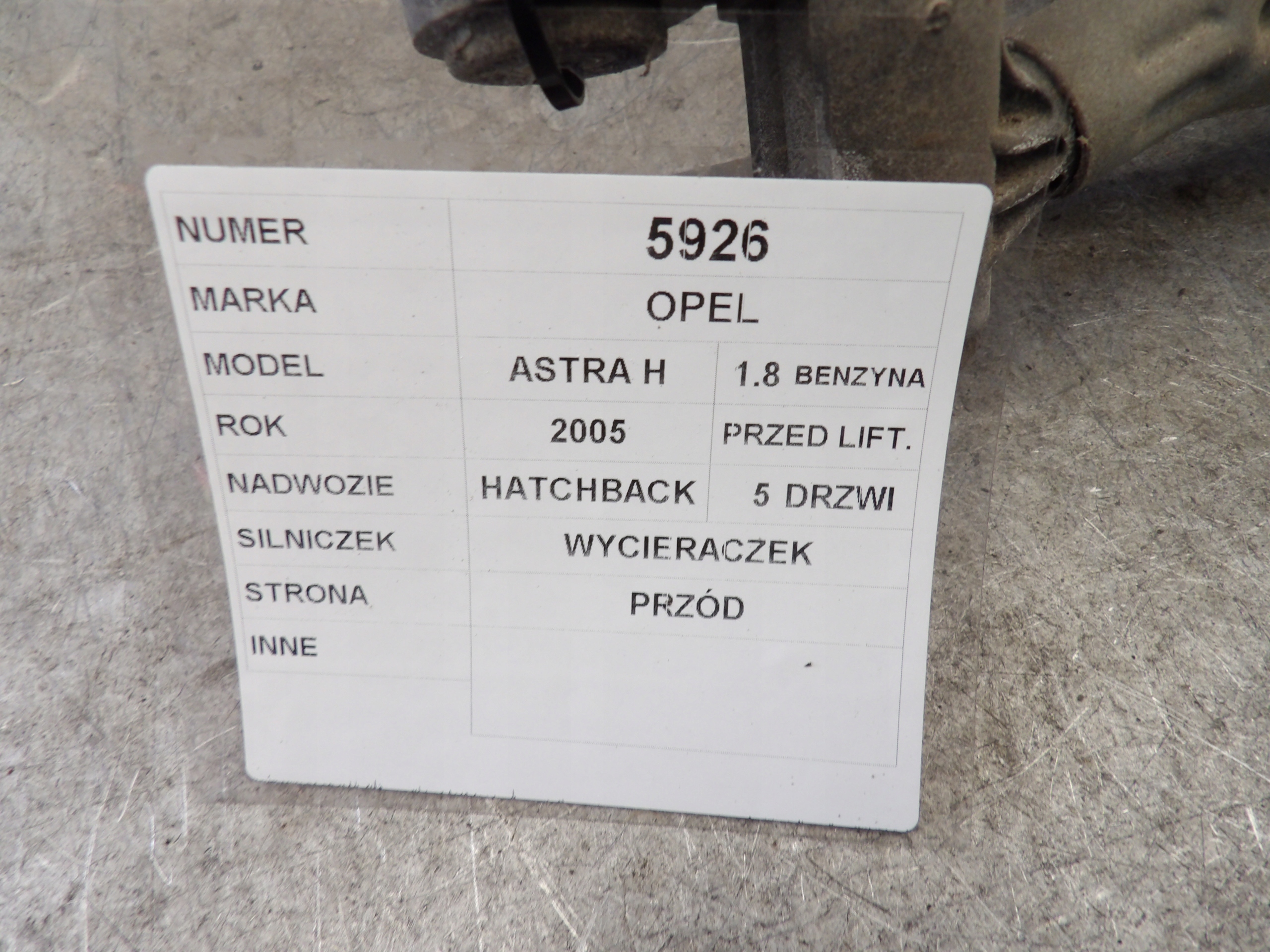 Opel Astra H mechaniz stieracov předek