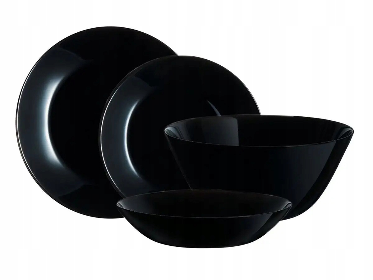 Talerze Serwis Komplet Obiadowy 19el CZARNE TZ85