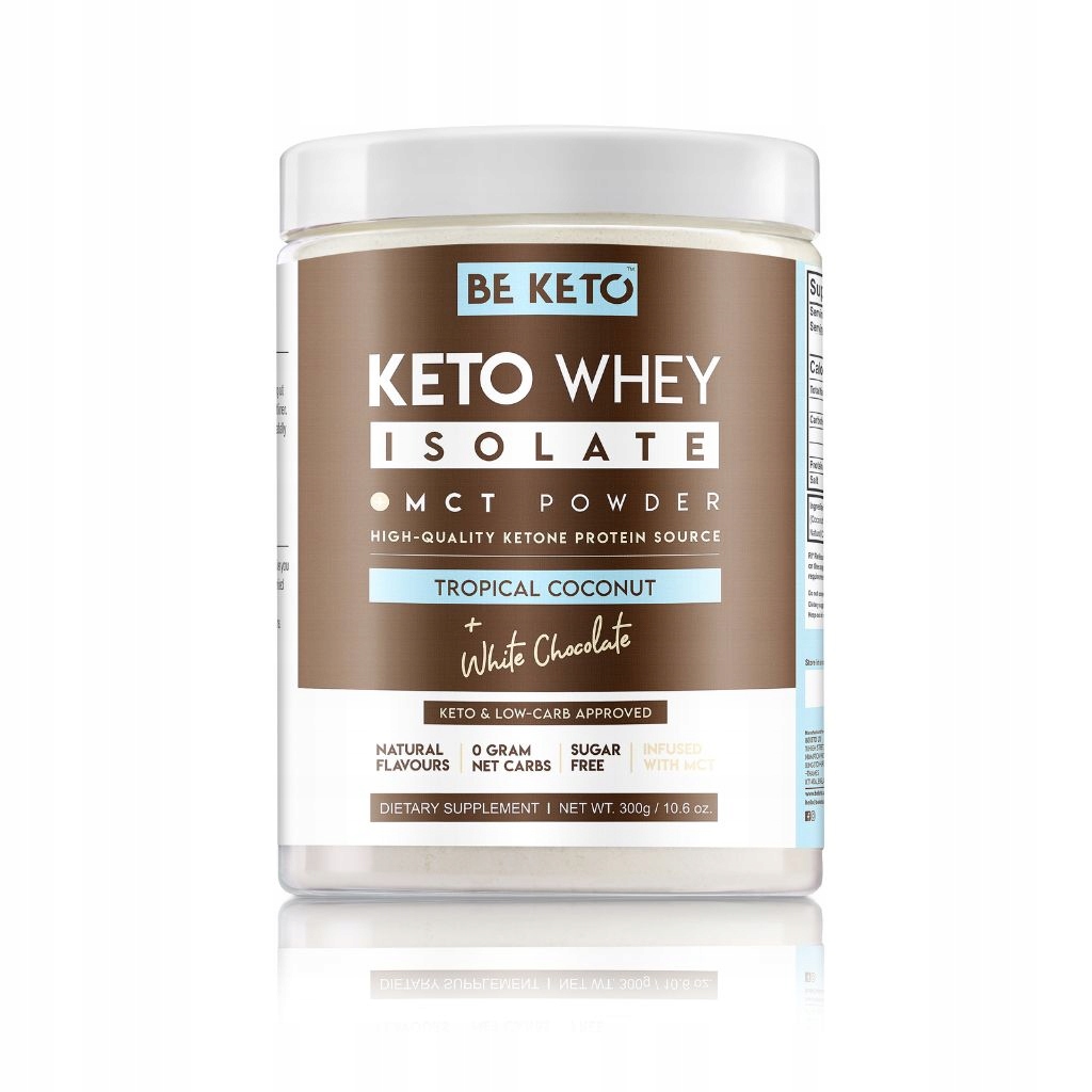 Proteinový izolát BeKeto 300 g prášek bez cukru příchuť bílá čokoláda kokos