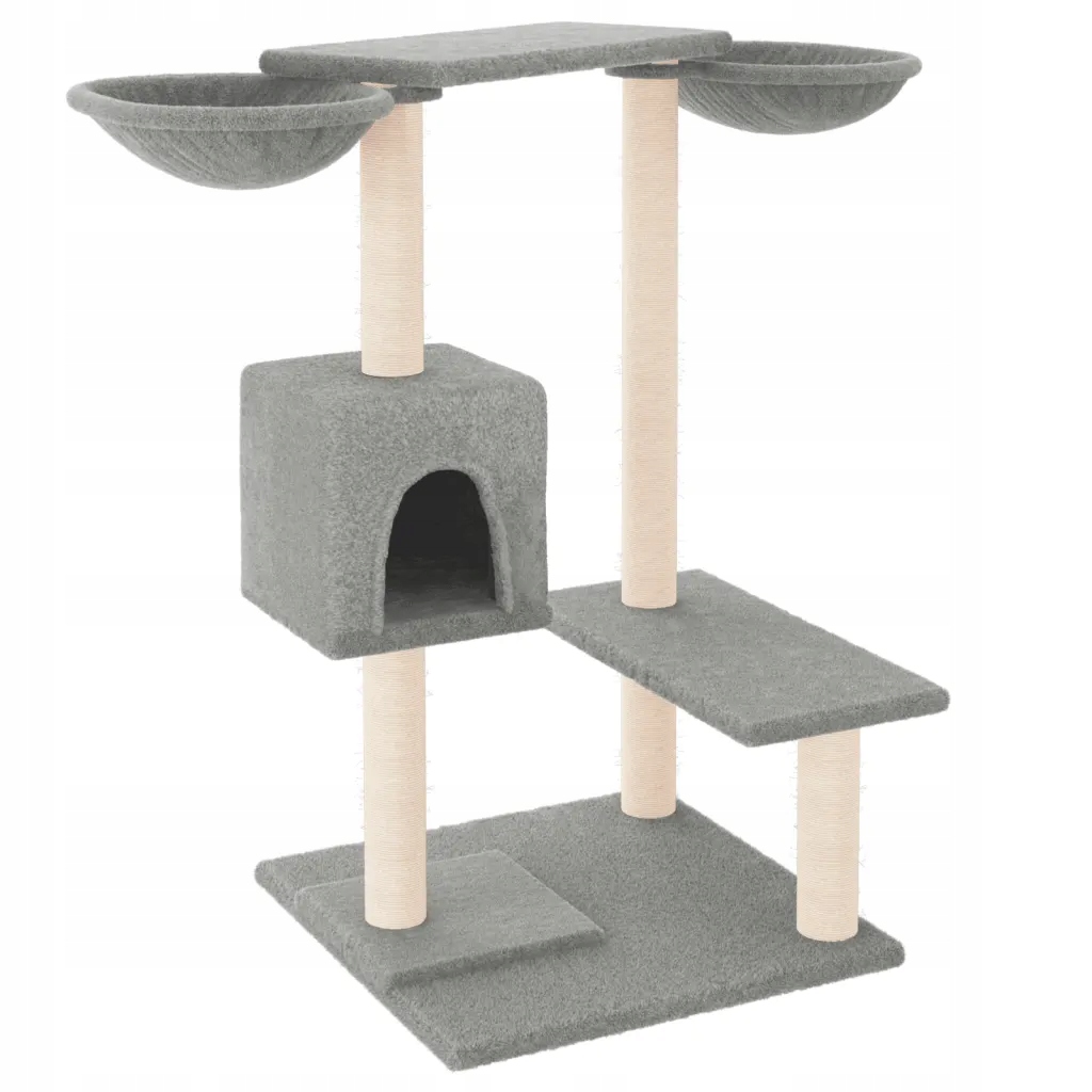 Levně Škrabadlo pro kočky se sloupky, světle šedé, 82 cm