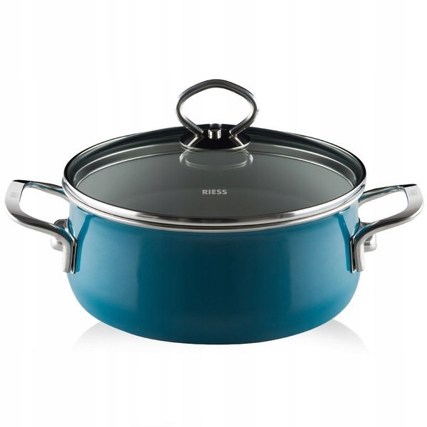Riess Garnek Riess niski z pokrywą 2,0l 20cm Aquamarin Emalia kwarcowa At