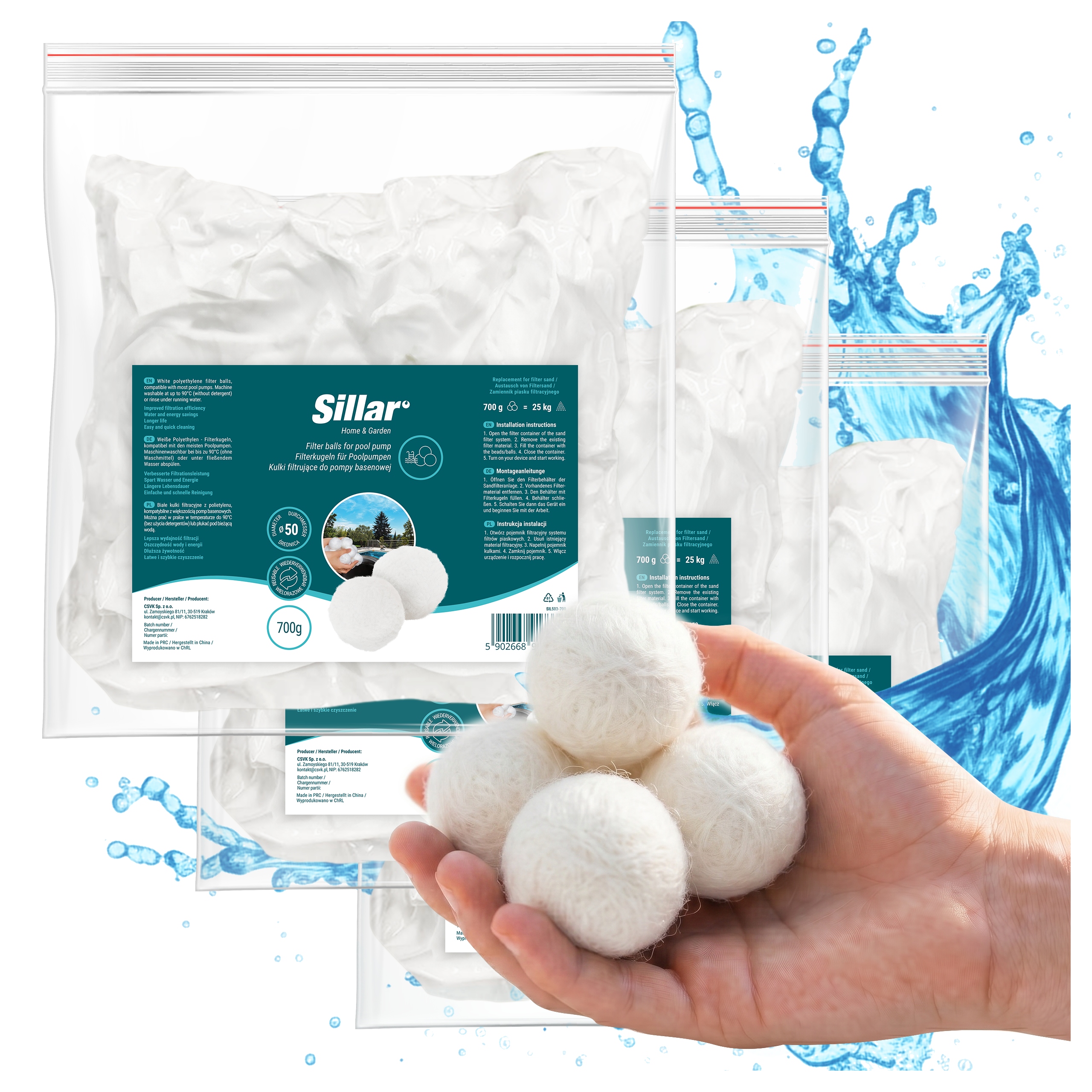 Sillar filtrační kuličky do bazénu vložky do pískových čerpadel vířivek 2,1 kg
