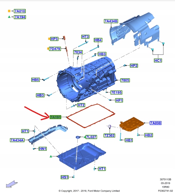 USZCZELKA SKRZYNI BIEGOW FORD TRANSIT Mk8 Gearbox type Automatic