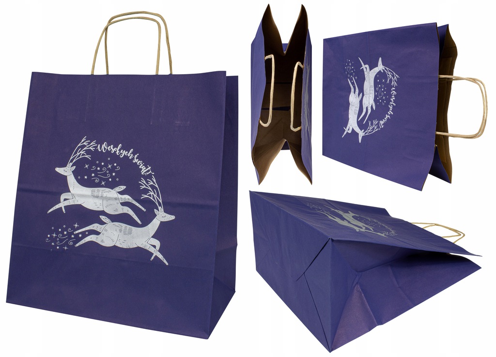 

Torebka świąteczna Duża Renifer Nadruk Eko premium