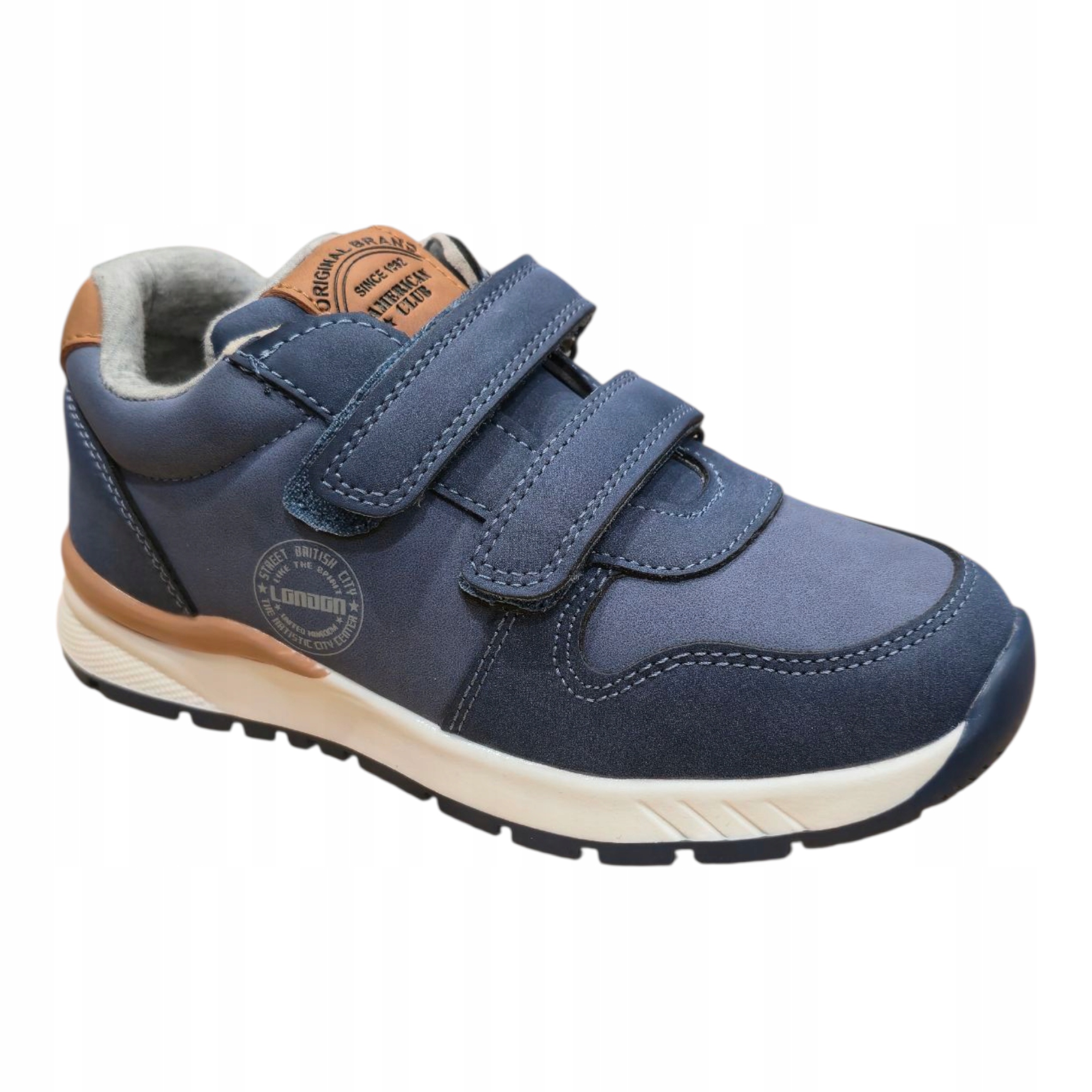 Buty Sportowe Na Rzepy Adidasy Z Wkładka Skórzaną Niebieskie 28