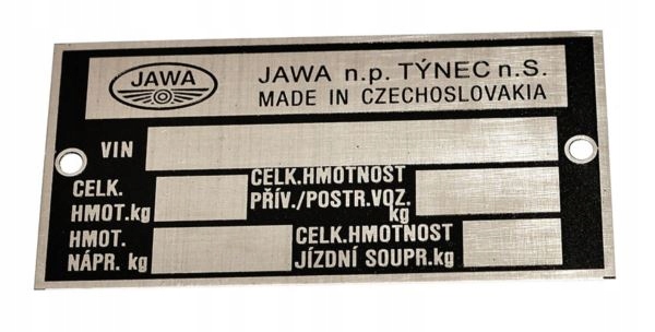 

Tabliczka znamionowa Jawa 634 638 pusta