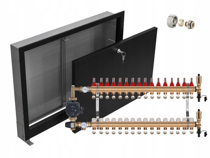 Mosazný Rozdělovač 16 S Čerpadlem Grundfos Podomítková Skříňka Černá Pex