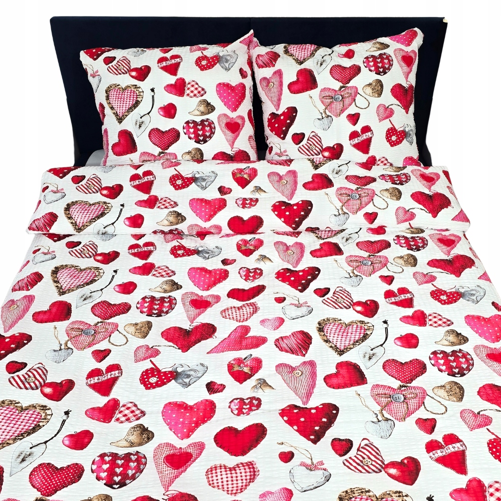 Pościel z kory 160/200+2x70/80 Gruba Kora uszyta w Polsce Serca El-tex