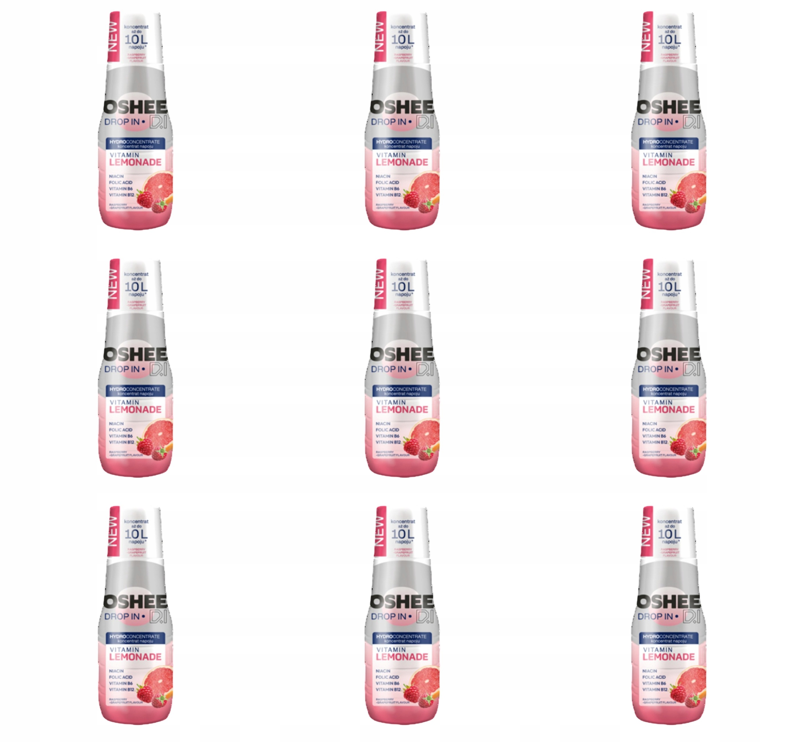 Oshee Drop In Hydroconcentrate Vitamin Lemonade Malina-Grejpfrut 500 ml X9