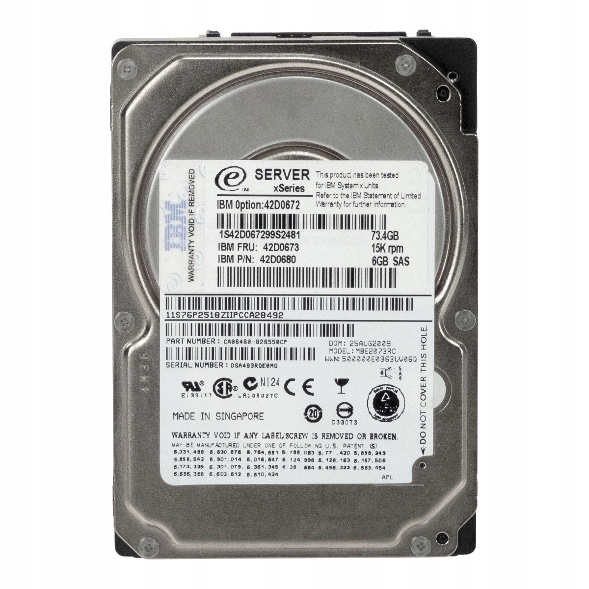 Ibm 42D0673 42D0680 73GB 15K 16MB SAS-2 2.5'' MBE2073RC