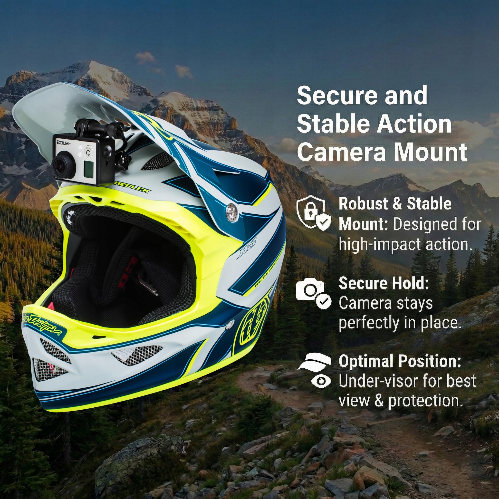 Uchwyt Do Kasku Fullface Kamer Sportowych Downhill ATV Czarny NINJA MOUNT — miniatura 2