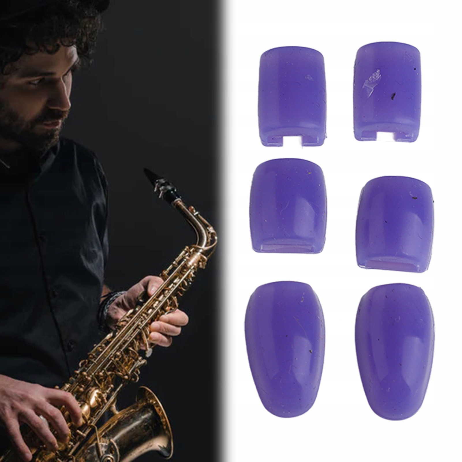 Fioletowy 6Pcs Saxophone Key Risers Silicone Cushioned Finger Pads