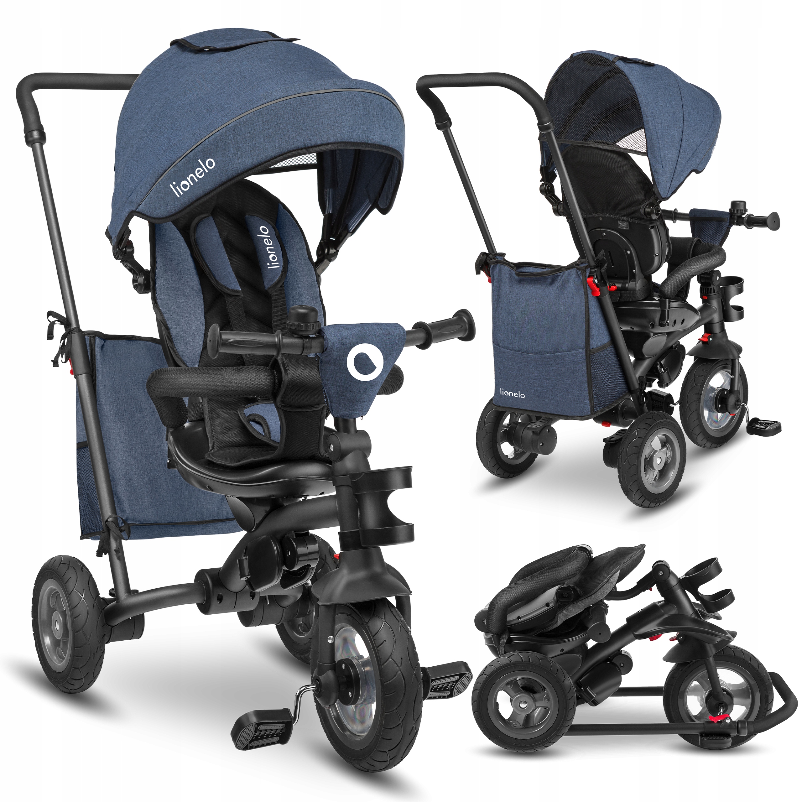 ROWEREK TRÓJKOŁOWY DZIECIĘCY 2w1 OBRACANY 360° Z DASZKIEM LIONELO TRIS