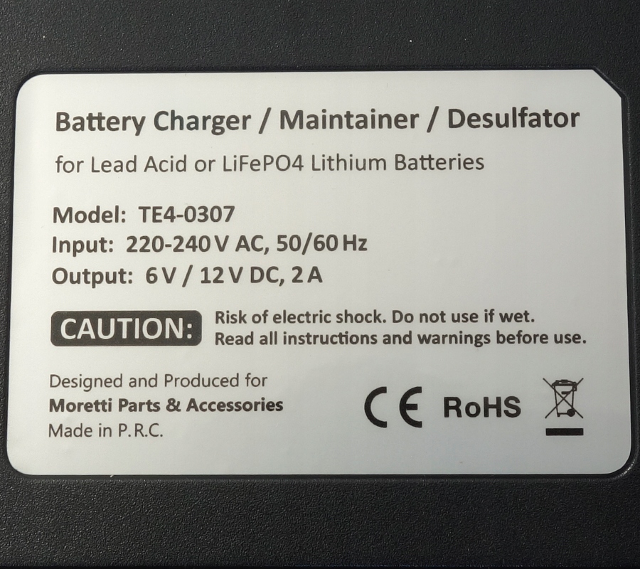 Ładowarka do akumulatorów GEL, AGM, LiFePO4 6V/1 Numer katalogowy części WZMOTO.PL MOR.12.1181