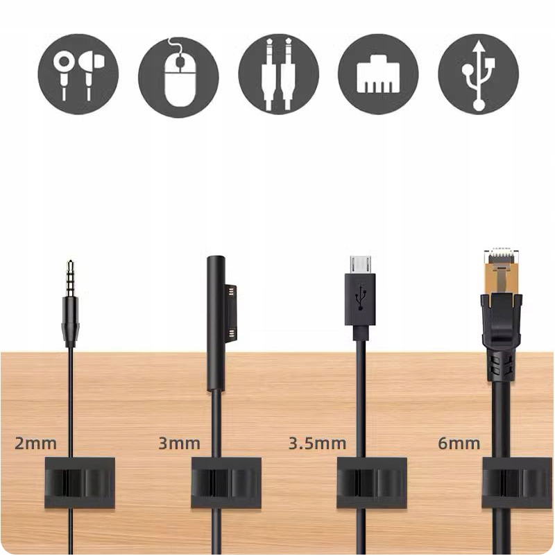 UCHWYT KLIPS ORGANIZER do KABLI 6MM ZESTAW 10 SZT. Model 6MM-V2-10PCS
