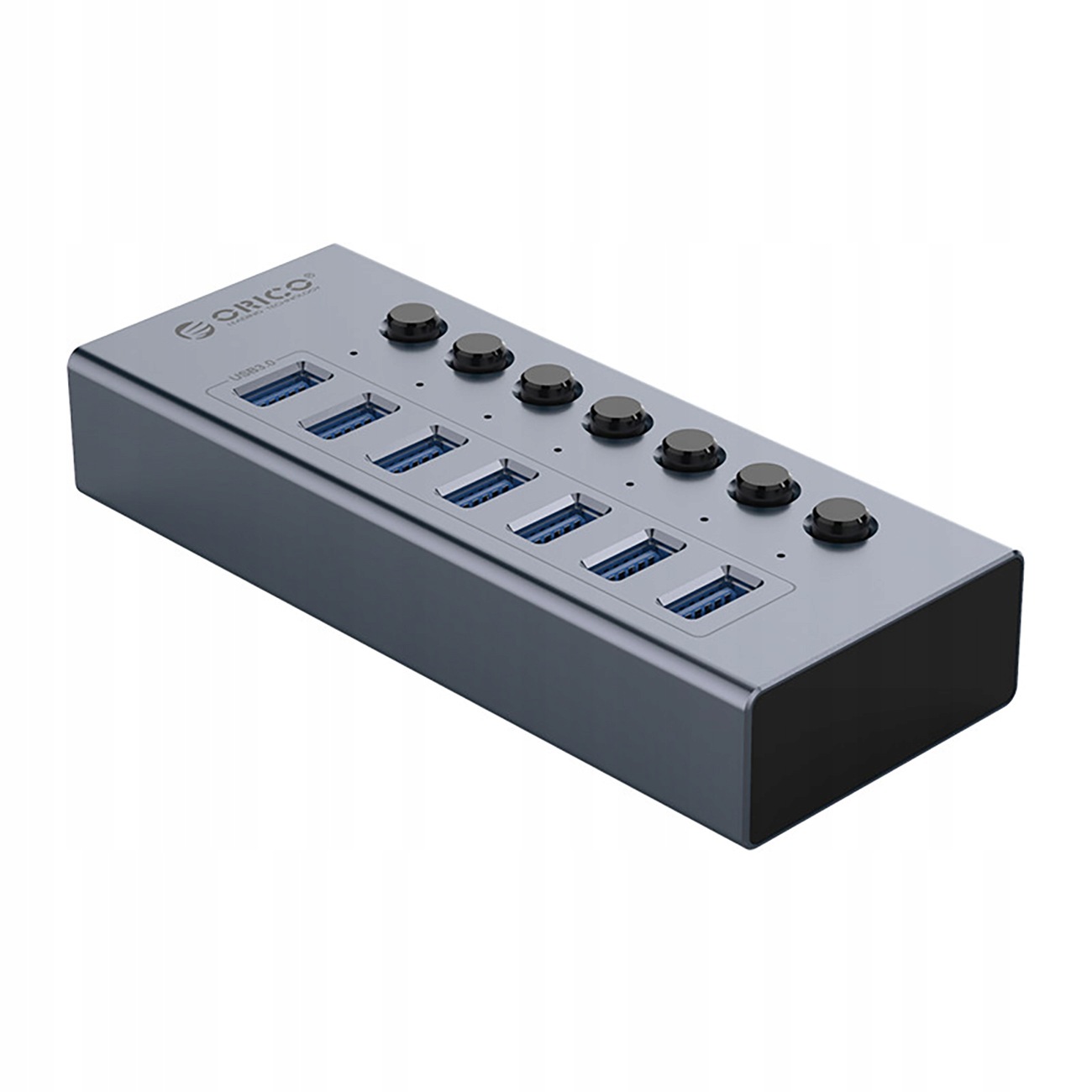 Hub BT2U3-7AB s vypínači 7x Usb-a šedý